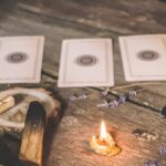 Tarot cards, Fortune telling on tarot cards magic crystal, occultism, Esoteric background. Fortune